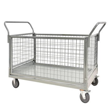 张氏艺佳手推车围栏网格物流推货床仓库搬运车灰色折叠款1000*600*870