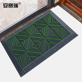 安赛瑞 室外镂空除尘地垫 EVA拼接除尘地垫 拼接式刮泥防滑脚垫 三刷绿刷灰底 60×75×2.5cm 23326