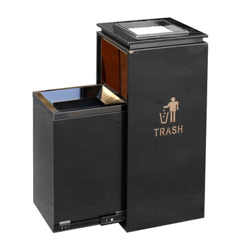 领象 酒店垃圾桶大堂 不锈钢垃圾箱商场环卫宾馆立式烟灰桶电梯厅走廊KTV果皮箱 不禁烟款 黑色