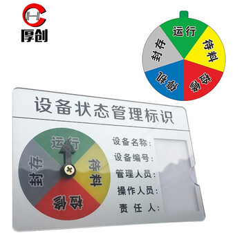 厚创 矩形亚克力机器标识牌设备状态运行指示牌 工厂分区管理标示卡转盘 C款5区30cm*22cm