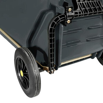 益美得 脚踏户外垃圾桶大号商用环卫垃圾箱果皮桶街道小区街道带轮 120L灰色