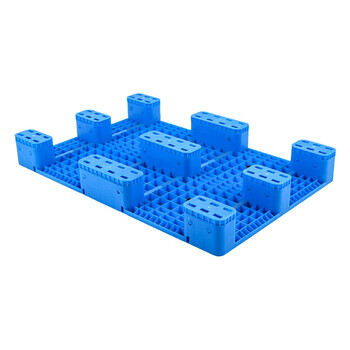 时通 塑料托盘 叉车仓库托盘网格九脚1208防潮板物流垫仓库货架垫1200*800*140全新料蓝色