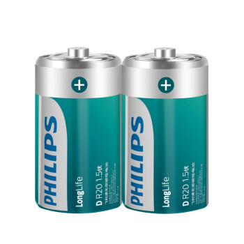 飞利浦（PHILIPS）碳性燃气灶电池 大号1号电池2粒适用热水器/煤气灶/手电筒/收音机/电子琴一号电池 R20