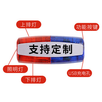 慎固 LED肩夹式充电款肩灯照明信号执勤巡逻夜间跑步肩闪灯物业保安肩灯 红蓝爆闪灯 物业管理