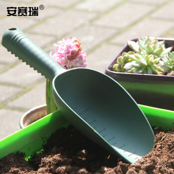 安赛瑞 塑料松土铲 加厚塑料土铲土勺挖土铲子清洁工具 军绿色 530945