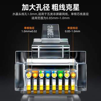 山泽 超五类工程级水晶头 千兆网络RJ45网络水晶头 Cat5e类网线接头 15U镀金网线水晶头 100个 SJ-P100