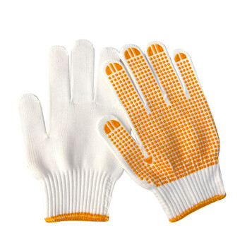 谋福CNMF劳保手套防滑点胶手套加厚耐磨点珠手套涂胶工作手套（黄色点珠款 一打12副）