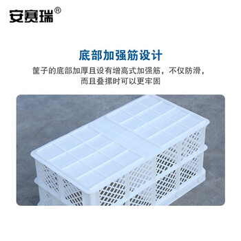 安赛瑞 周转箱 塑料隔板鸡蛋周转筐运输箱 收纳货框箩筐网眼快递物流存储箱 内610×310×280mm 白色200363