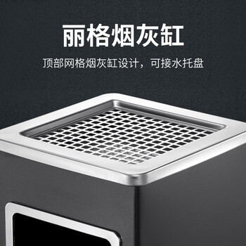 益美得 CY29 不锈钢烟灰桶 酒店大堂宾馆电梯口金属垃圾桶工业商场走廊吸灭烟桶烟灰柱带内桶 正方形黑色款