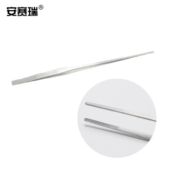 安赛瑞 不锈钢镊子 加长圆头带齿 鱼缸清洁用具 水草垃圾清理工具 48cm 直头 26377