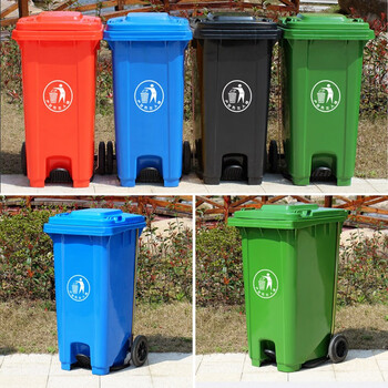 领象【免费印字】脚踏垃圾桶大号分类大垃圾桶厨余户外环卫加厚小区物业酒店学校垃圾桶 绿色240L
