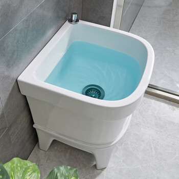 益美得 FH1348  陶瓷拖把池拖把墩布清洗盆下水器 50CM靠背台控下水送下水器