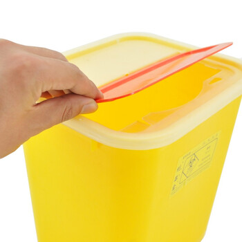 益美得 DJF-08黄色利器盒锐器盒医院诊所用废物针头收纳桶小号垃圾桶 方形8L