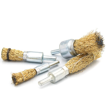 冰禹 BY-7079 不锈钢带柄笔型除锈钢丝刷子 电钻刷头打磨头 抛光清洁钢丝刷（10个） 直径10笔刷
