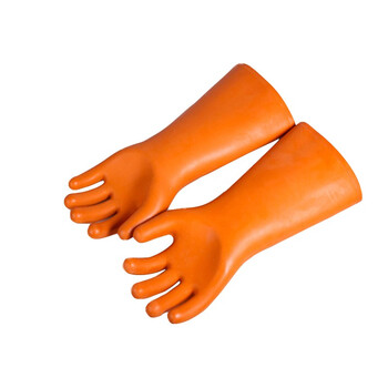 双安2级 20KV橡胶带电作业用绝缘手套工厂检查全浸塑41cm劳保手套 桔红色均码*1副