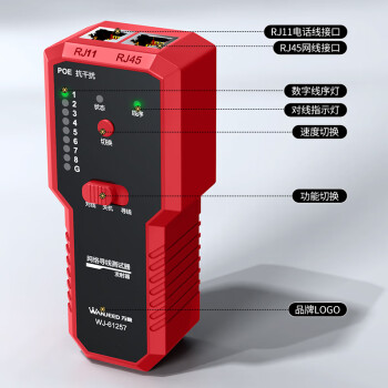 万级 网络寻线仪 多功能网线电话网络巡线测线对线仪器 60V耐压PoE查线仪查线器抗干扰 WJ-61257