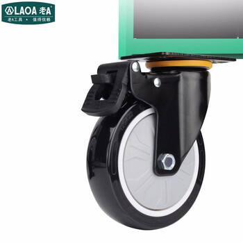 老A LAOA LA119220工具柜存储柜收纳柜移动工位柜维修工具车重型二层抽屉双开门侧门带挂板绿色-量大可定制