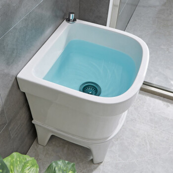 兰诗（LAUTEE）FH-1347 陶瓷拖把池水槽墩布池 50CM靠背手动下水送下水器