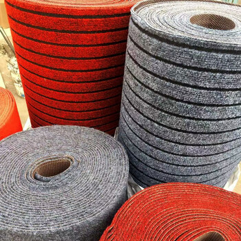 3G 七条纹除尘 刮泥吸水地垫 底部PVC地垫 黑红色 厚5mm*长15m*宽2.0m 企业定制