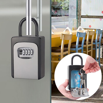 飞尔（FLYER）密码钥匙盒 多功能装修防盗钥匙收纳盒 壁挂悬挂式密码钥匙储存盒【灰色】