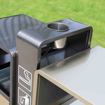 益美得 CY-320 户外分类垃圾桶箱室外两分类公园街道小区广场环保灭烟灰桶商用 香槟金不锈钢电镀款