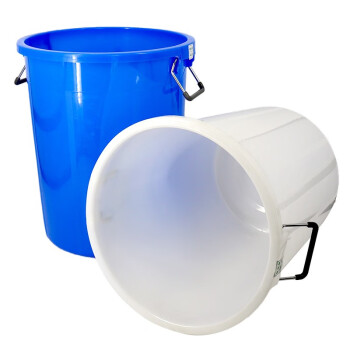 冰禹 BY-7513 大号加厚塑料圆桶 圆形收纳桶 大容量水桶垃圾桶 160L白色有盖