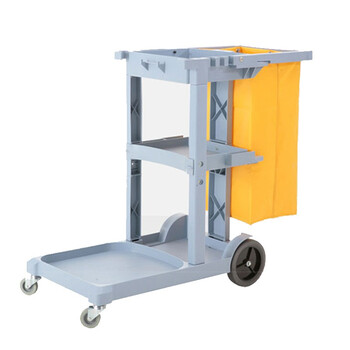 莫恩克 清洁车 柞水桶手推保洁杂物车 多功能物业拖把桶 浅灰无盖清洁车+榨水桶