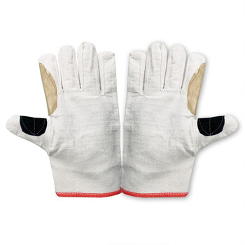 者也（ZYE）劳保手套双层帆布手套手指衬皮加厚铁路手套电焊耐磨机械搬运工地手套 1双