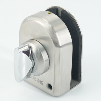 稳斯坦 304不锈钢玻璃门门锁 推拉门单门双门免开孔玻璃门锁 双开插锁 地锁带旋转-内拧外无 W530