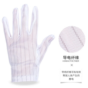 者也（ZYE）防静电手套条纹双面条纹手套无尘车间电子工业生产透气防滑薄款作业防护手套 双面条纹 L码 50双