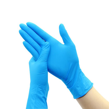 登升 一次性丁腈手套 防油污防刺穿防护手套 加厚型 9寸 100只装（1盒） 海洋蓝 M码