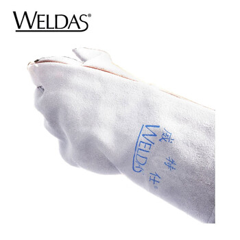 威特仕 10-2112电焊手套 灰色实惠电焊皮手套劳保手套灰色牛二层颈皮斜拇指款定做XL码 1双