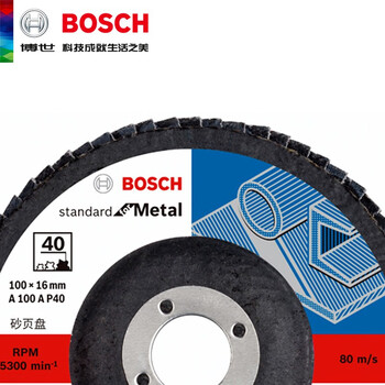 博世（BOSCH）金属千叶砂磨轮 千叶片角磨机抛光打磨片 百叶片砂布轮/标准型千叶片125mm80目 - 煅烧刚玉