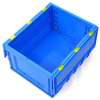 知旦折叠周转箱带盖 盖子可拆卸外径600*400*340mm带盖便捷式工厂物料箱物流箱611412蓝色