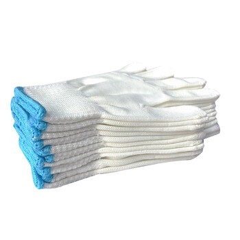 谋福（CNMF） 9654 劳保手套 防护手套 线手套高密度耐磨透气手套 （高密度尼龙线手套一副装）