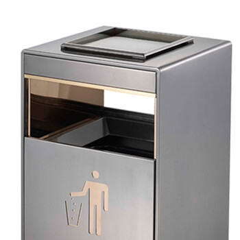 南 GPX-9M 南方座地分类垃圾桶 黑金配玫瑰金 户外垃圾箱 不锈钢分类果皮桶 公用垃圾箱 可订制LOGO镶嵌标志