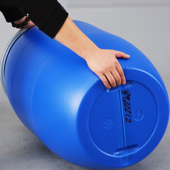 庄太太【加厚200L蓝色】加厚200L带铁箍法兰桶60升化工塑料桶160公斤发酵泔水桶
