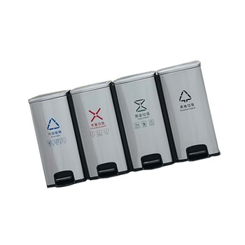 创莱 410不锈钢垃圾桶 分类脚踏垃圾桶 四分类 30L*4 CLF30A-4