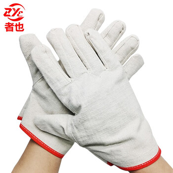 者也 24道线帆布手套 双层帆布电焊手套 搬运劳保作业手套 30双