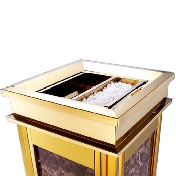 冰禹 BYrl-17 不锈钢垃圾桶 酒店垃圾桶 大堂立式仿大理石垃圾桶 不锈钢黑白