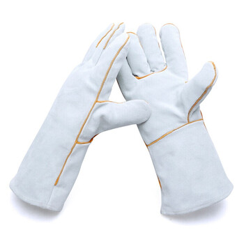 者也（ZYE）牛皮电焊手套耐磨切割焊接带防火线隔热手套 长款电焊手套【双层加固】