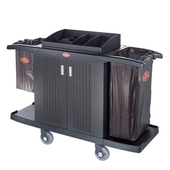 南 SFC-05 塑料客房服务车 黑色 带门 酒店客房服务车布草客房清洁车手推车宾馆工作车