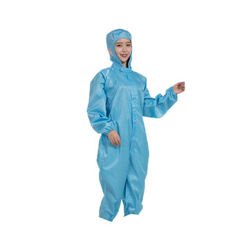 龙代（longdai）防尘连帽连体服 全身体防护防尘服涤纶无尘服可水洗 XXXL码 蓝色连帽连体（不含软底靴）
