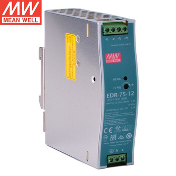 明纬（MEANWELL）开关电源12v  EDR-75-12 导轨安装开关电源(75W左右) EDR-75-12 12V6.3A输出 6.3A 12V 
