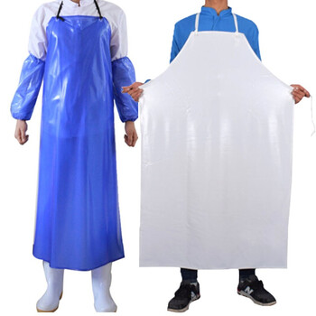 冰禹 劳保围裙 PVC防水围裙 防油耐酸碱围裙 清洁工作 蓝色PVC 可定制 BY-3051