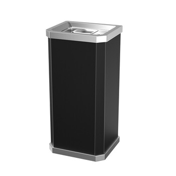 领象 酒店垃圾桶烟灰缸不锈钢大堂立式室外宾馆时尚带内桶走廊带烟灰缸垃圾桶 全黑靠墙 上开口式
