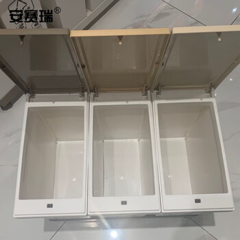 安赛瑞 分类垃圾桶 可回收垃圾桶 16L×3 滑轮按压式带盖垃圾桶 办公室环卫垃圾桶 710194