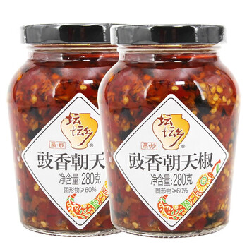 坛坛香调味辣椒酱拌饭炒菜蒸鱼调味红辣酱鱼头剁椒豉香朝天椒特辣280
