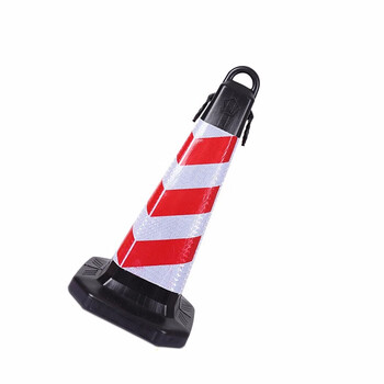 鸣固 反光路锥塑料隔离方锥 请勿泊车禁止停车牌雪糕筒路障警示柱橡胶交通设施警示锥 红白斜纹无字