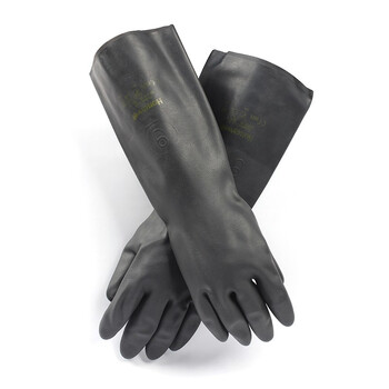 Honeywell 霍尼韦尔 氯丁橡胶防化手套加长版清洁工厂黑色41cm钻石纹防滑劳保手套 2095025-09加长版*1副